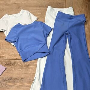 Yogalicious flare pants/crop top set bundle size 7/8